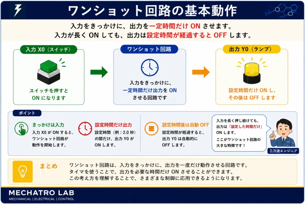 ワンショット回路の基本動作を示した図解