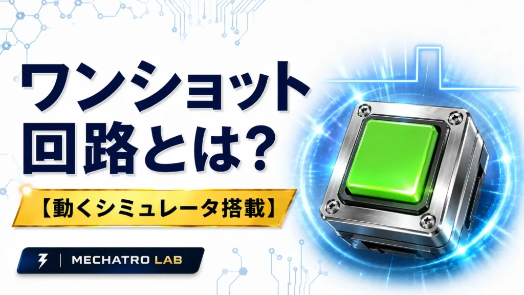 ワンショット回路とは？緑色の押しボタンの絵を配置したアイキャッチ